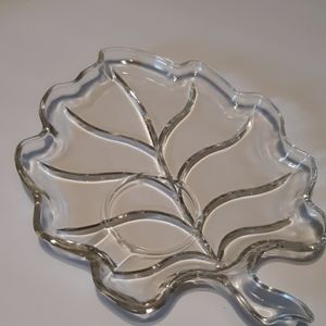 Set of two vintage hazel -atlas glass snack leaf